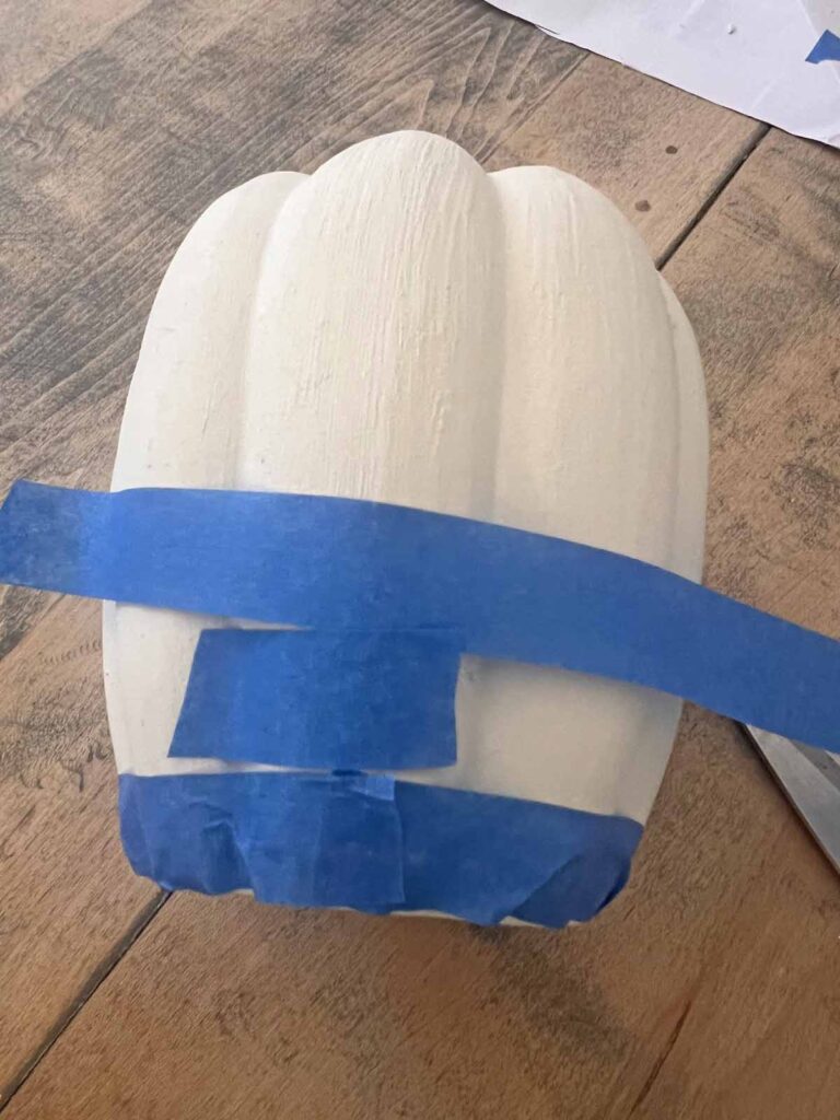 MacKenzie Childs inspired pumpkin dupe DIY adding masking tape for courtly check squares