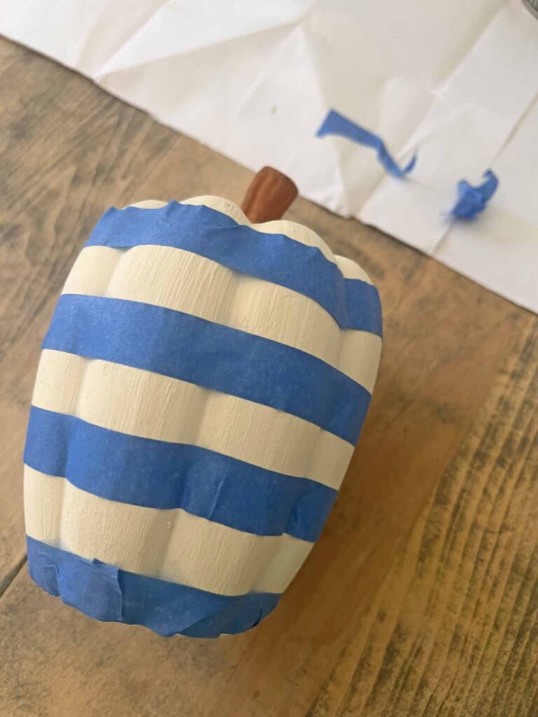 MacKenzie Childs inspired pumpkin dupe DIY masking tape for courtly check squares done