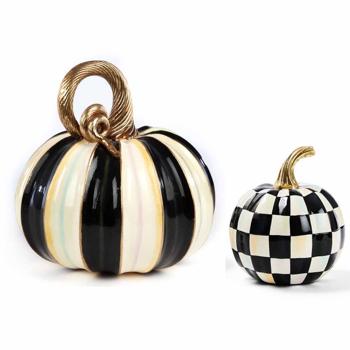 MacKenzie Childs Courtly Check & Stripe Black and white pumpkins