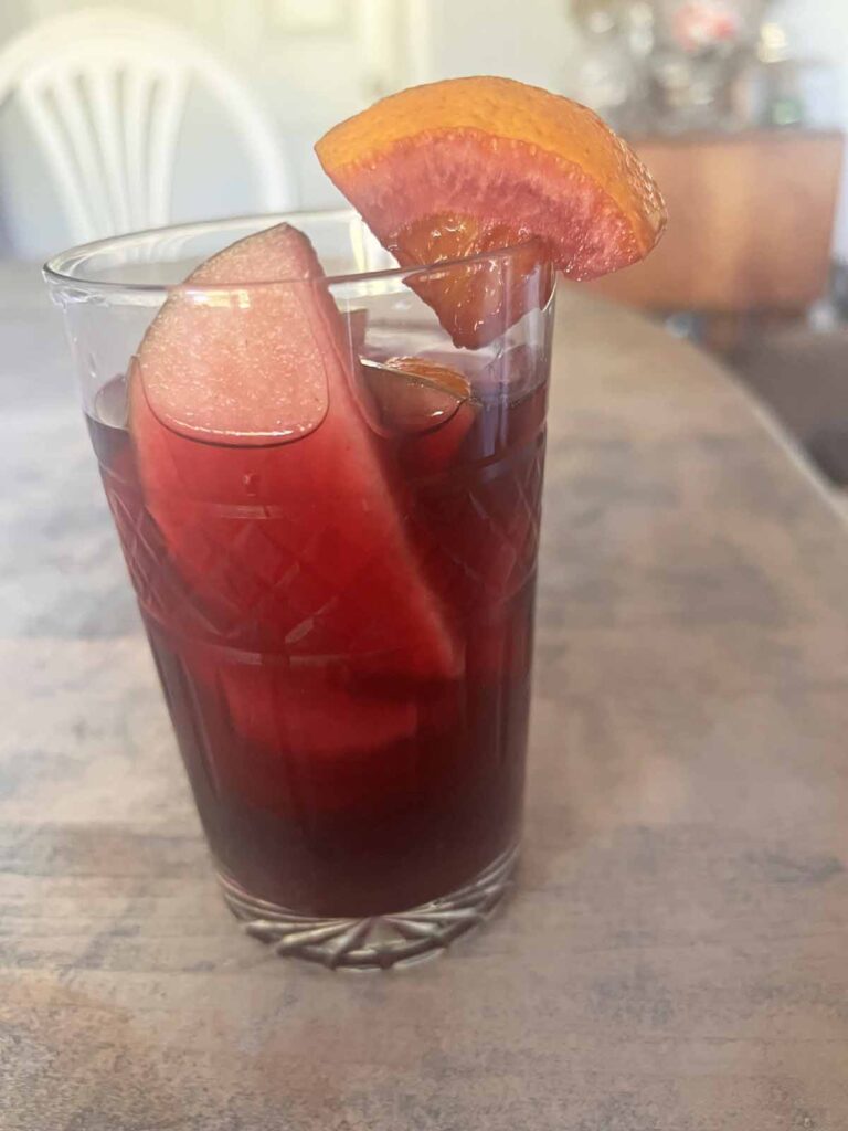 traditional red sangria recipe glass with garnish