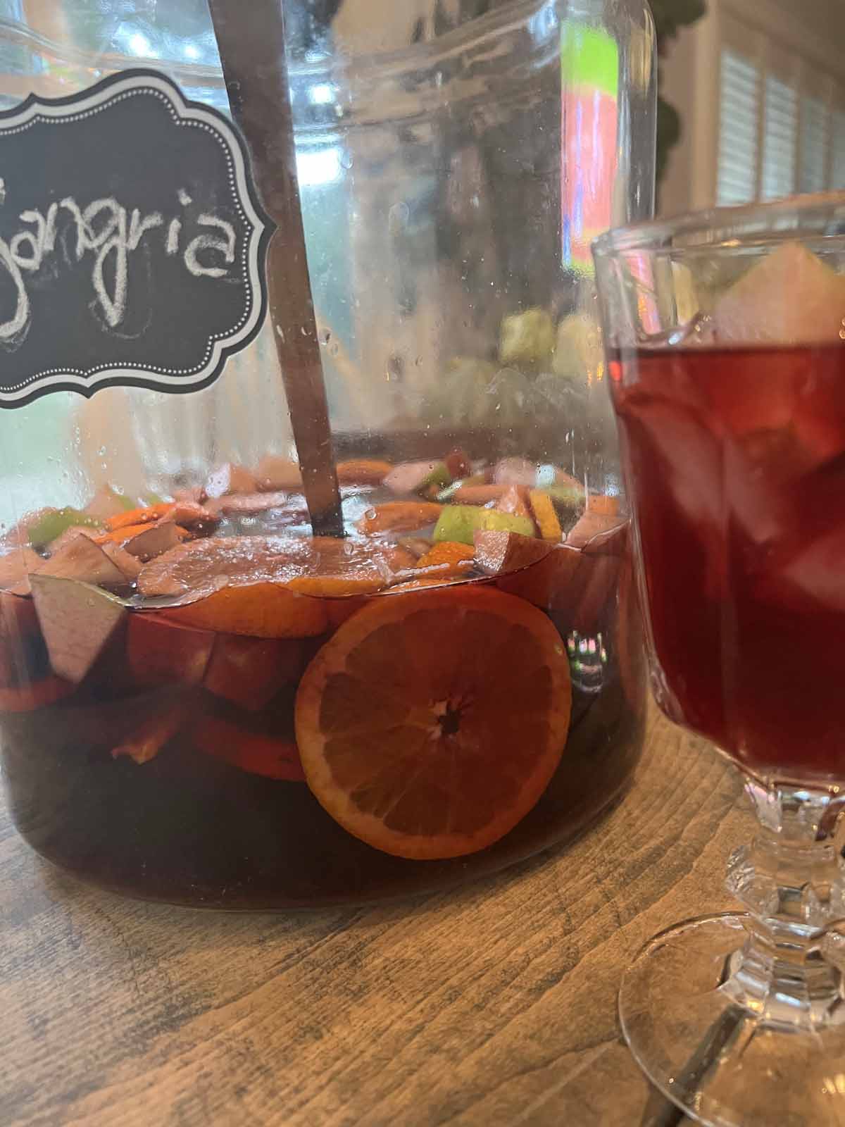 traditional red sangria recipe large glass container with ladle
