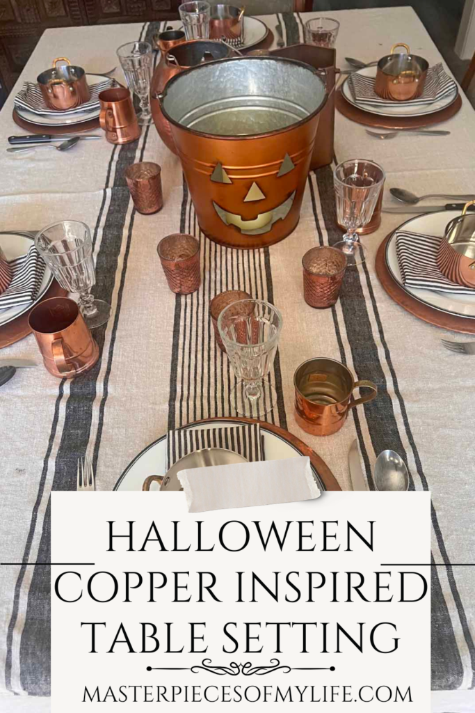 Halloween copper inspired table setting Pinterest