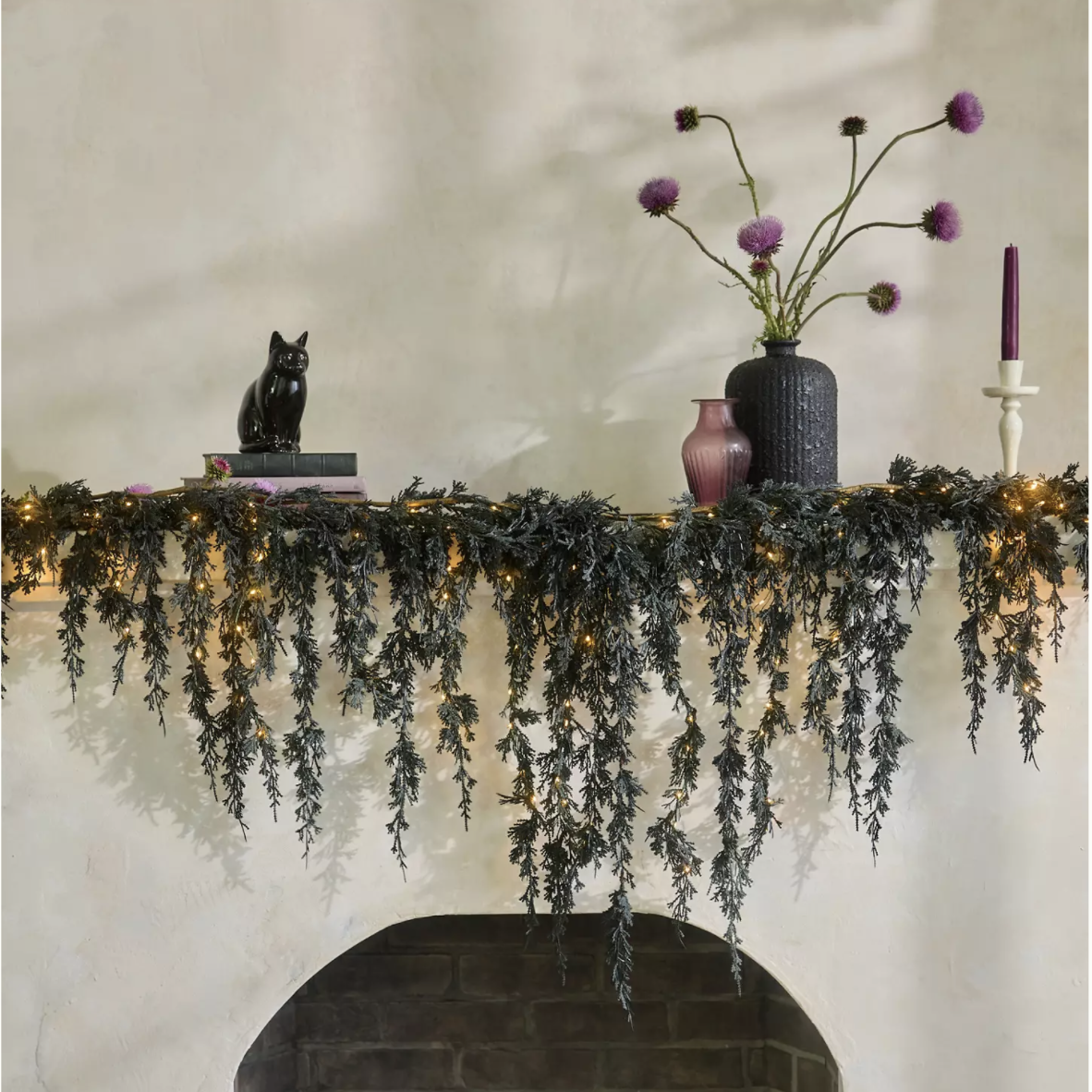 Another Anthropologie Dupe: Cascading Black Boughs Halloween Garland DIY Comparison