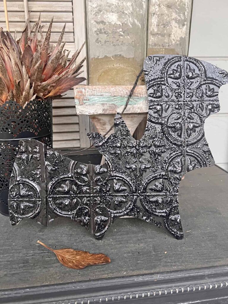 Halloween Decor: Faux tin tile bat DIY