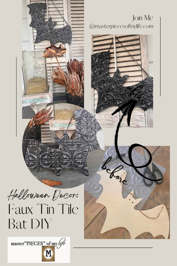 Halloween Decor: Faux tin tile bat DIY Pinterest