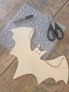 Halloween Decor: Faux tin tile bat DIY project prepped