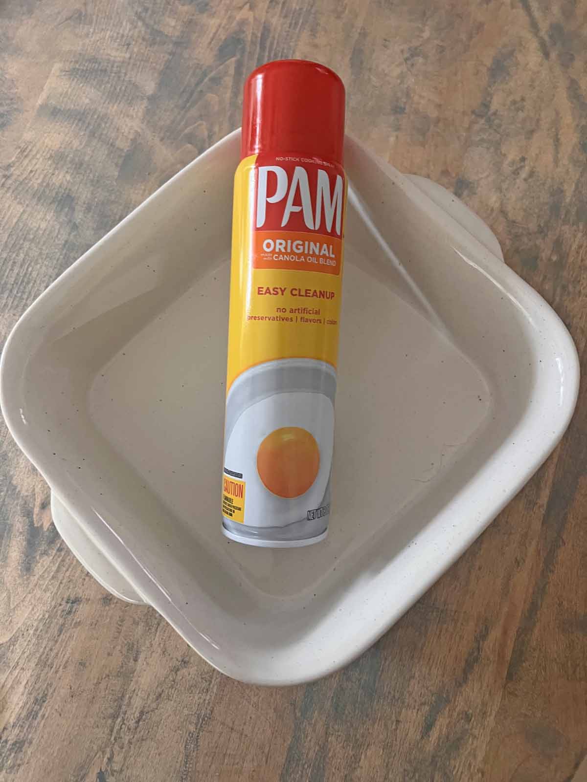 The easiest and most delicious cornbread recipe Pam spray for greasing baking pan